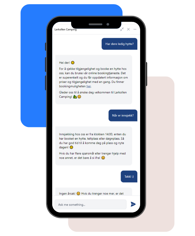 Chatbot for campingplasser og hotell